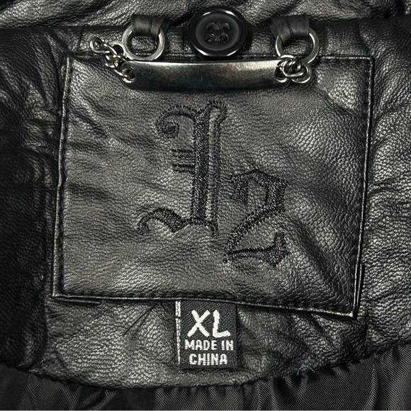 J2 Jou Jou Women Leather Moto Biker Jacket Sz XL Zip Cropped Vegan Black Grunge - Picture 8 of 13